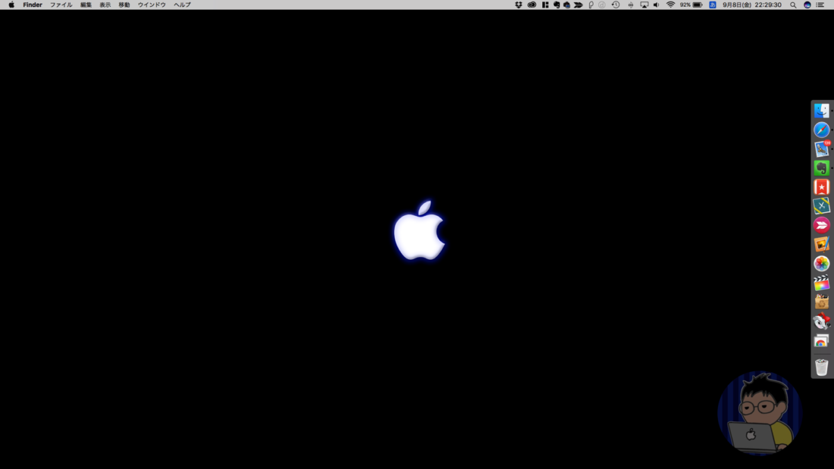 Macで配置している「Dock」の位置